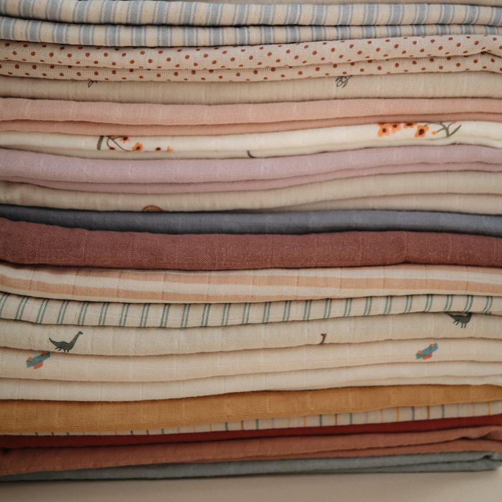 Mushie Muslin Swaddle Blanket Organic Cotton, Retro Stripes - Hello Little Birdie