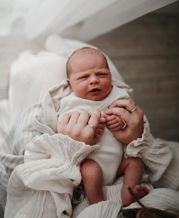 Mushie Muslin Swaddle Blanket Organic Cotton, Sage Stripe - Hello Little Birdie