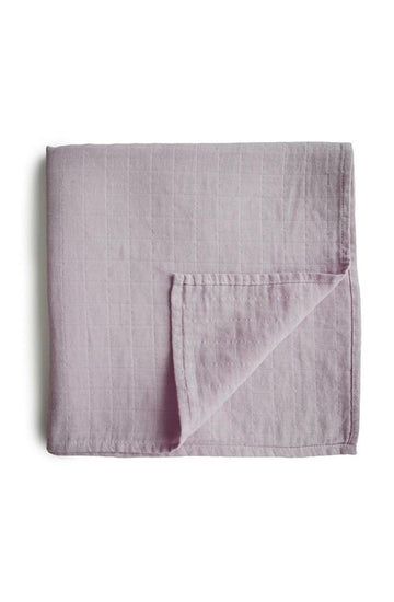 Mushie Muslin Swaddle Blanket Organic Cotton, Soft Mauve - Hello Little Birdie
