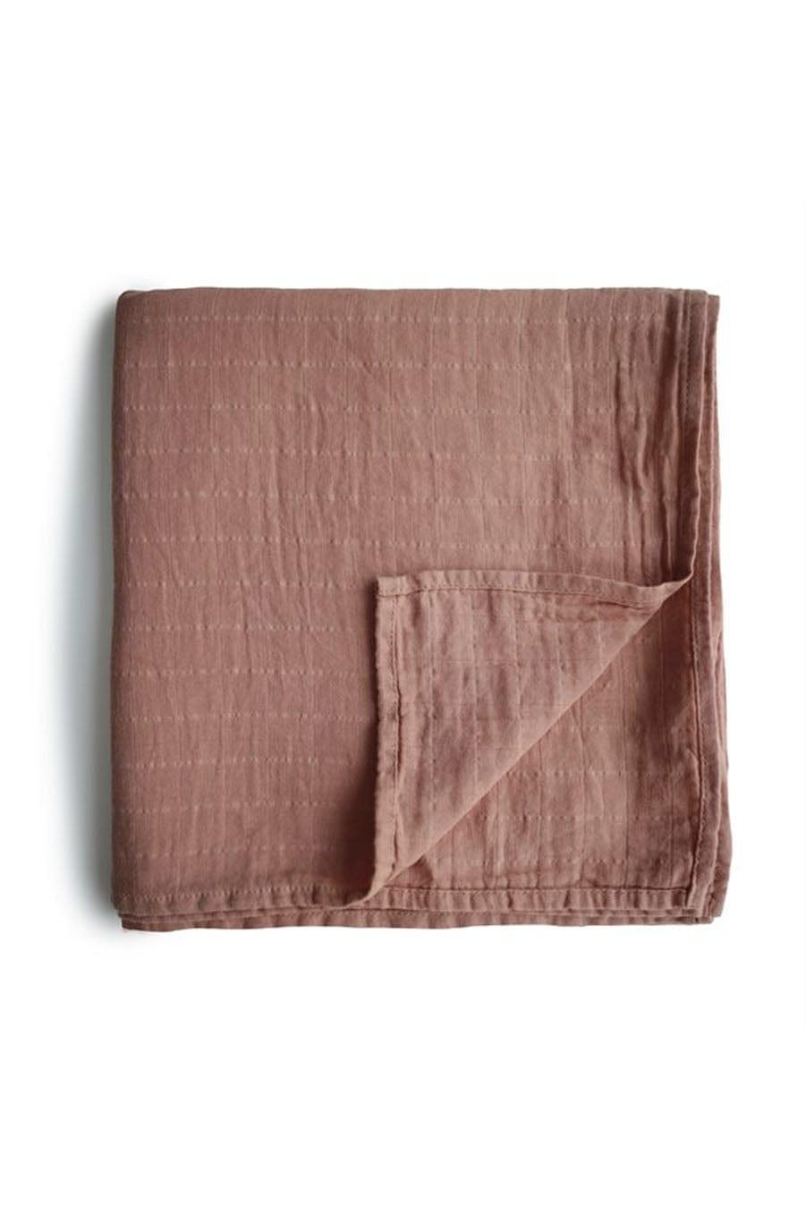 Mushie Muslin Swaddle Blanket Organic Cotton, Tawny Birch - Hello Little Birdie