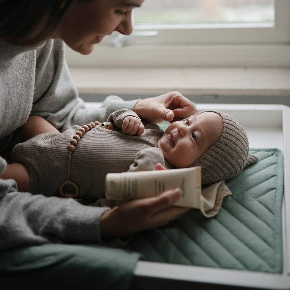 Mushie Portable Changing Pad Roman Green - Hello Little Birdie