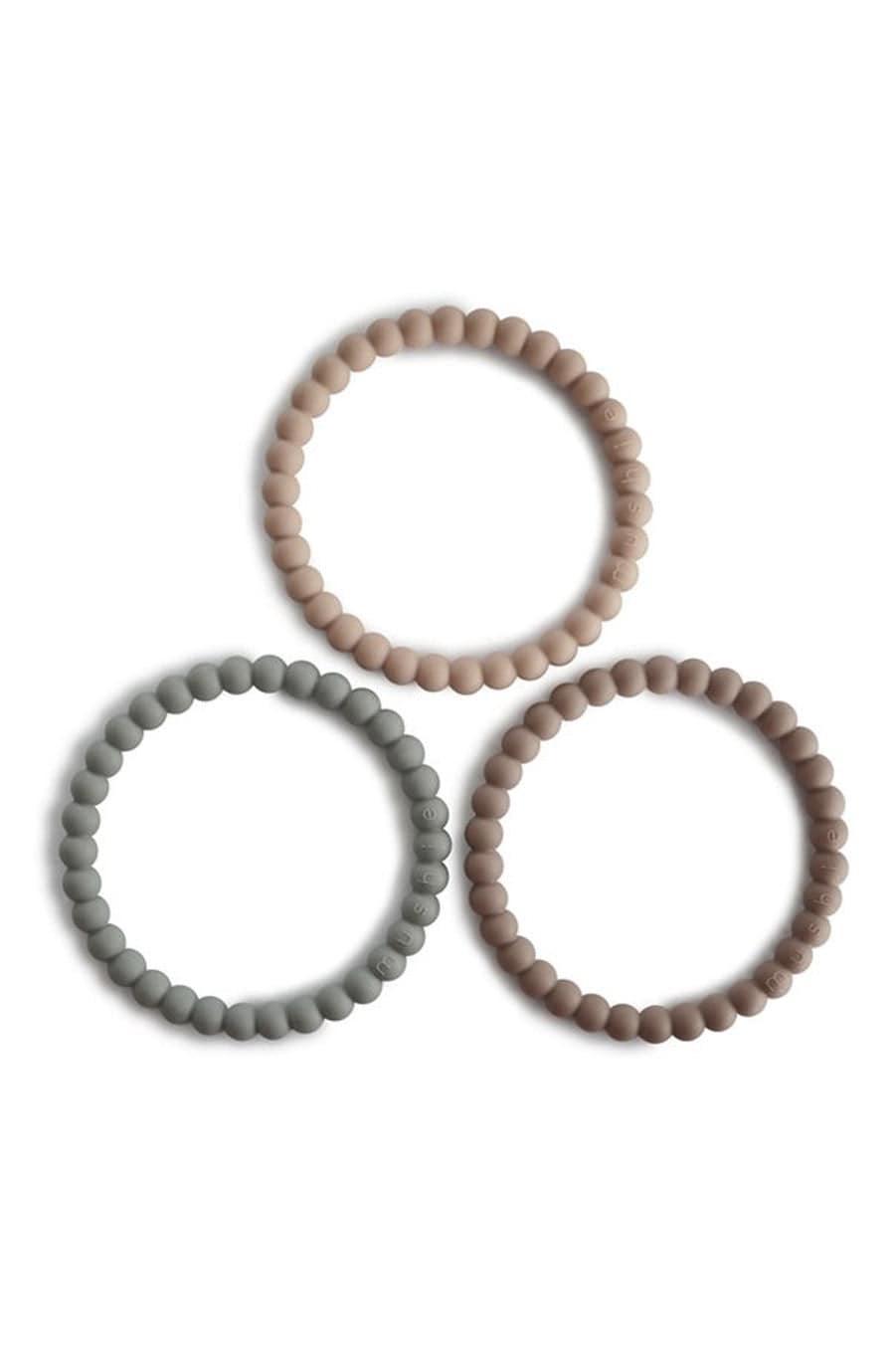 Mushie Silicone Pearl Teether Bracelets Clary Sage/Tuscany/Desert Sand - Hello Little Birdie
