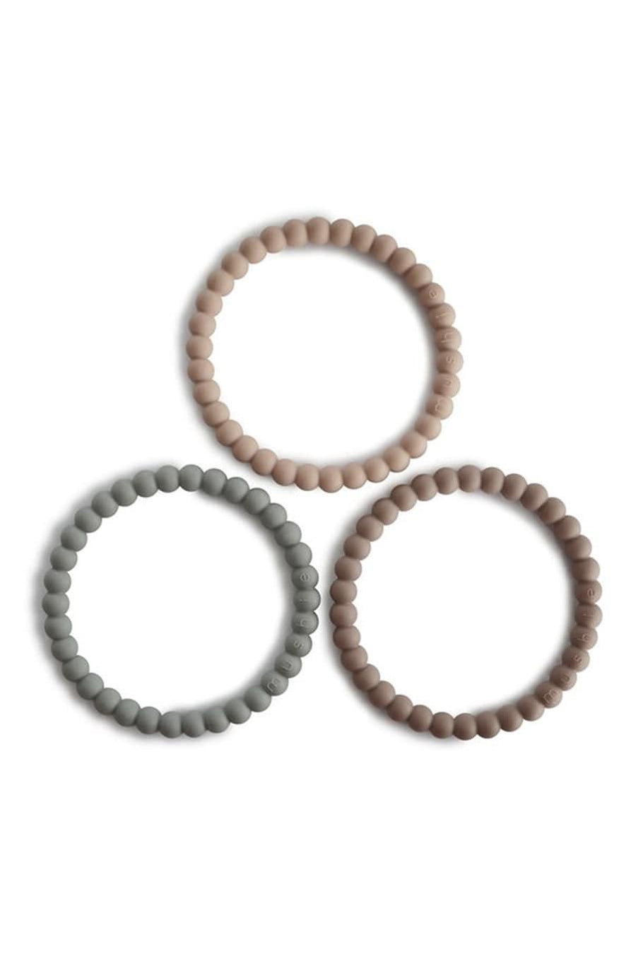 Mushie Silicone Pearl Teether Bracelets Clary Sage/Tuscany/Desert Sand - Hello Little Birdie