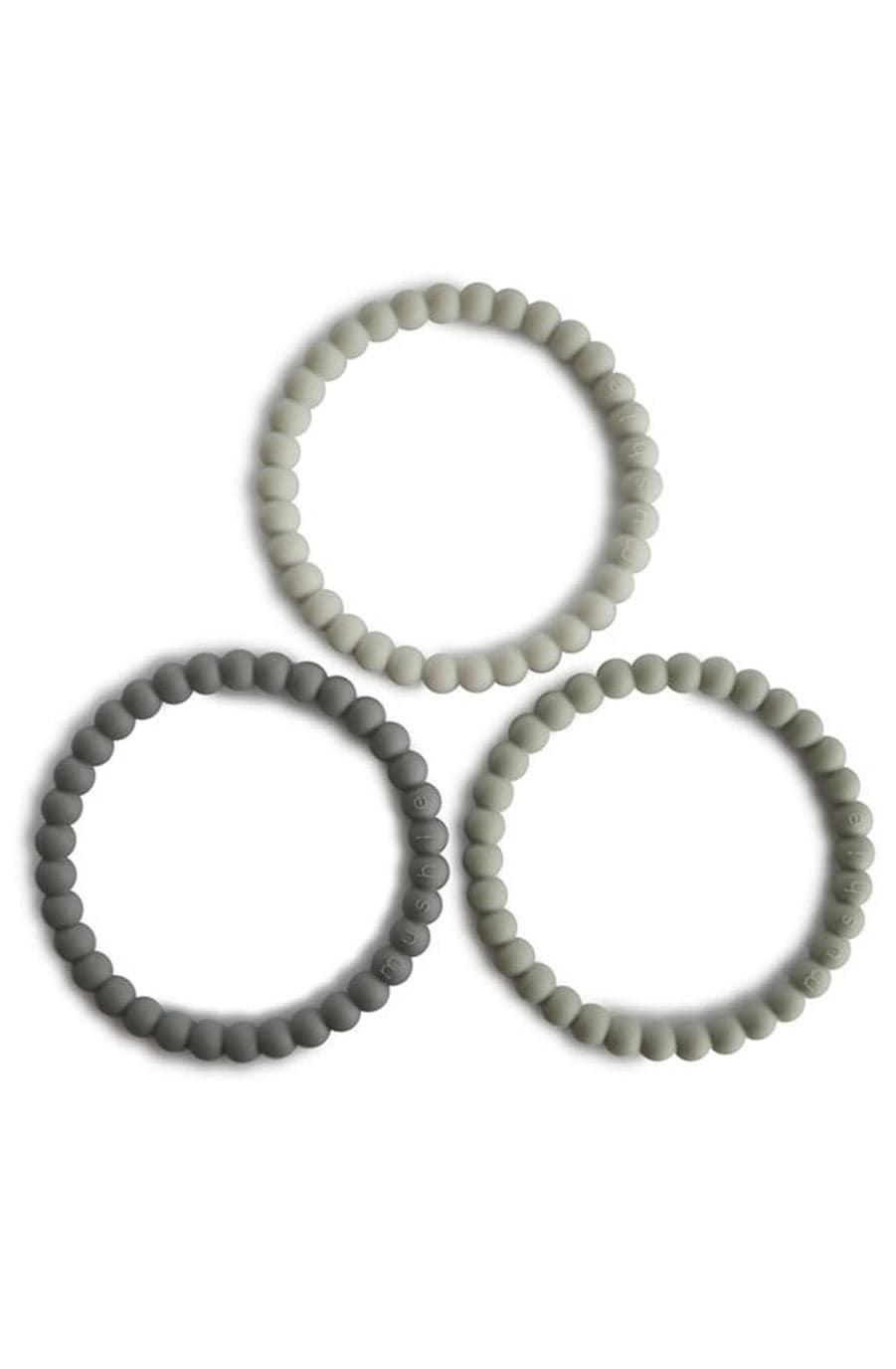 Mushie Silicone Pearl Teether Bracelets Green Tea/Cool Gray/Sea Salt - Hello Little Birdie