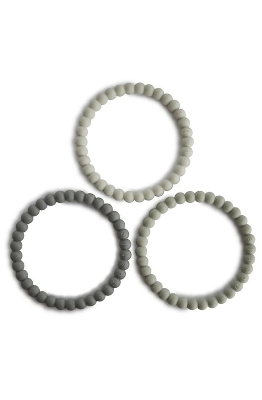 Mushie Silicone Pearl Teether Bracelets Green Tea/Cool Gray/Sea Salt - Hello Little Birdie