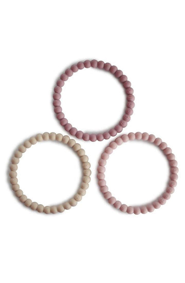 Mushie Silicone Pearl Teether Bracelets Linen/Peony/Pale Pink - Hello Little Birdie