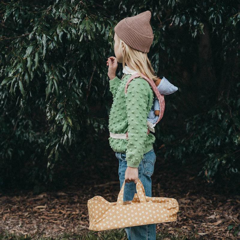 Olli Ella Dinkum Doll Carry Cot, Leaf - Hello Little Birdie