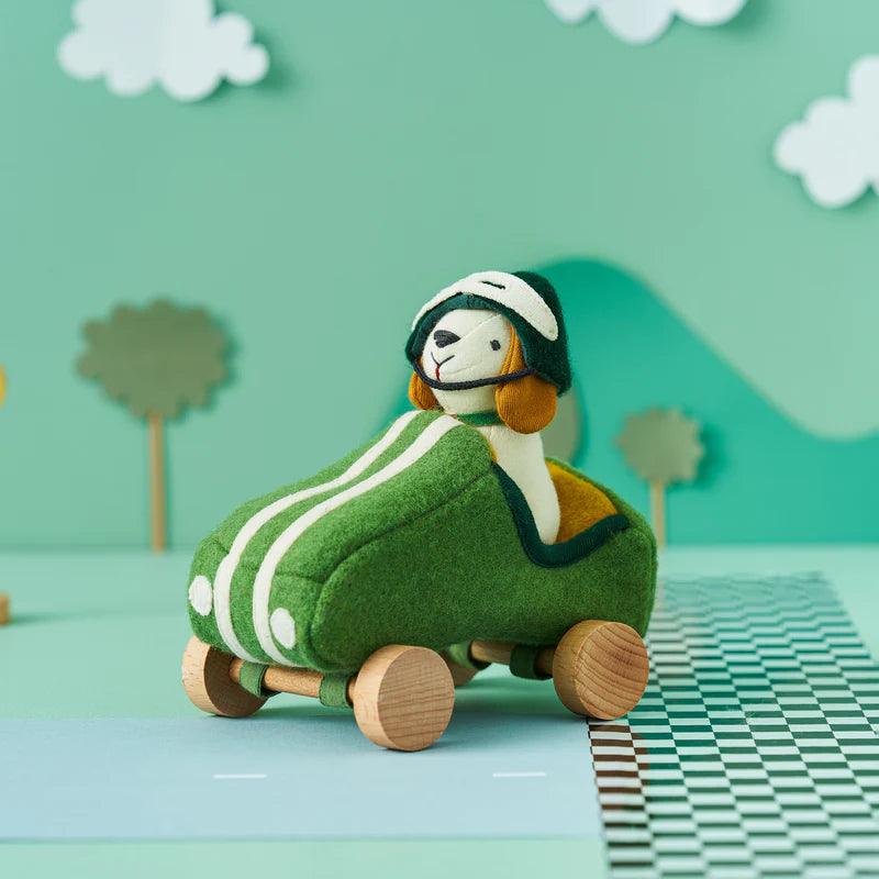 Olli Ella Holdie Dog-Go Racer Boy, Green - Hello Little Birdie