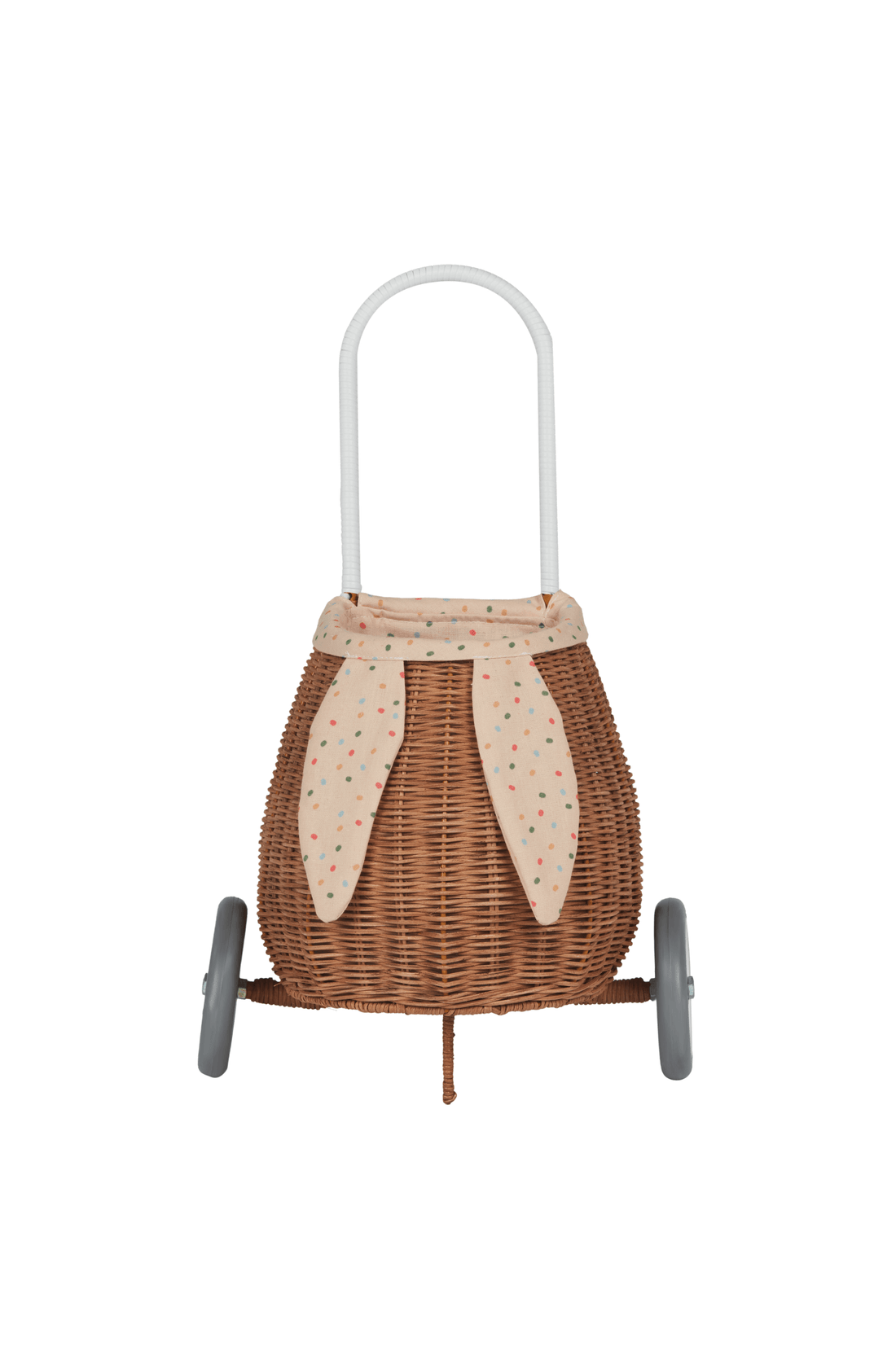 Olli Ella Rattan Bunny Luggy with Lining, Gumdrop - Hello Little Birdie