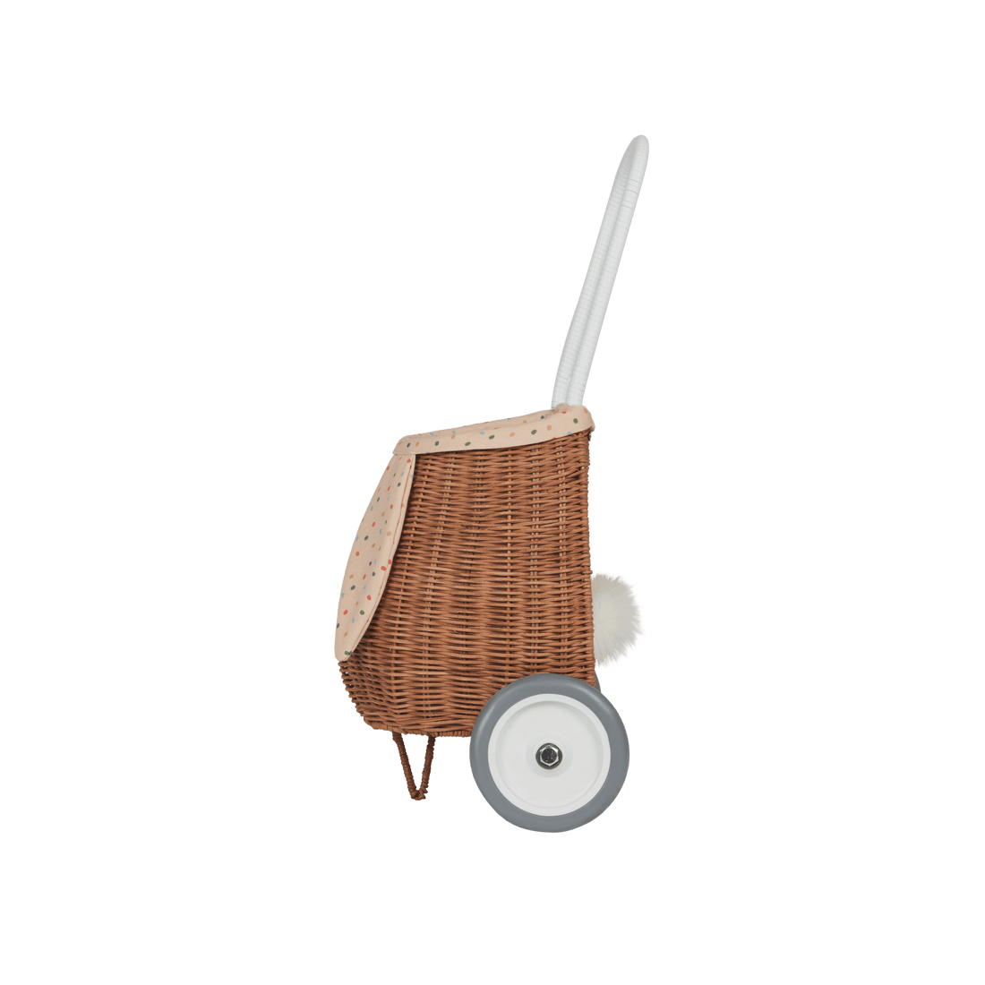 Olli Ella Rattan Bunny Luggy with Lining, Gumdrop - Hello Little Birdie