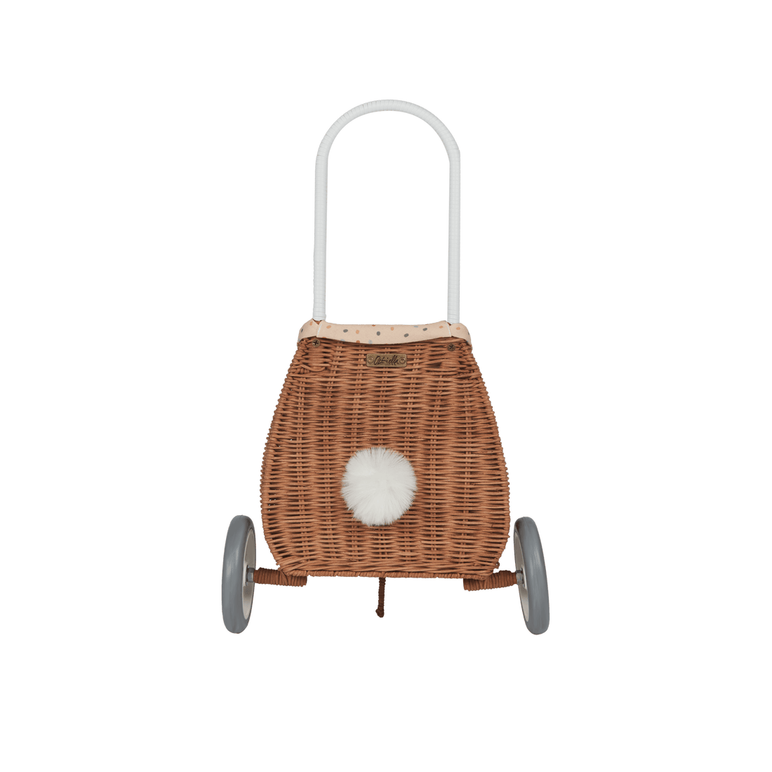 Olli Ella Rattan Bunny Luggy with Lining, Gumdrop - Hello Little Birdie