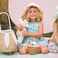 Olli Ella Rattan Bunny Luggy with Lining, Pansy - Hello Little Birdie