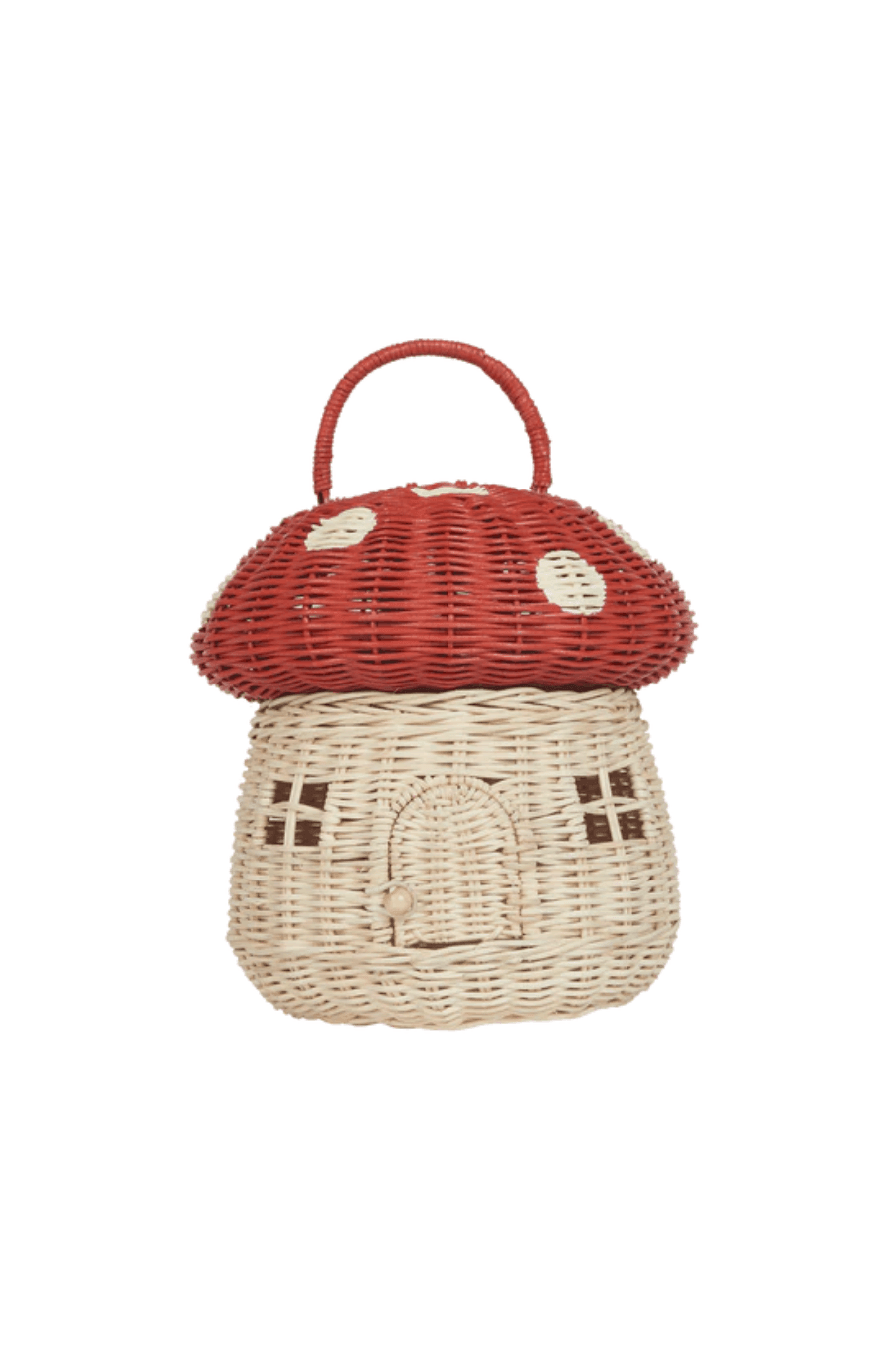 Olli Ella Rattan Mushroom Basket, Red - Hello Little Birdie