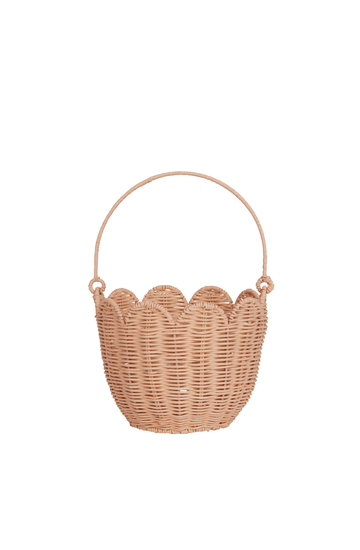 Olli Ella Rattan Tulip Carry Basket, Seashell Pink - Hello Little Birdie