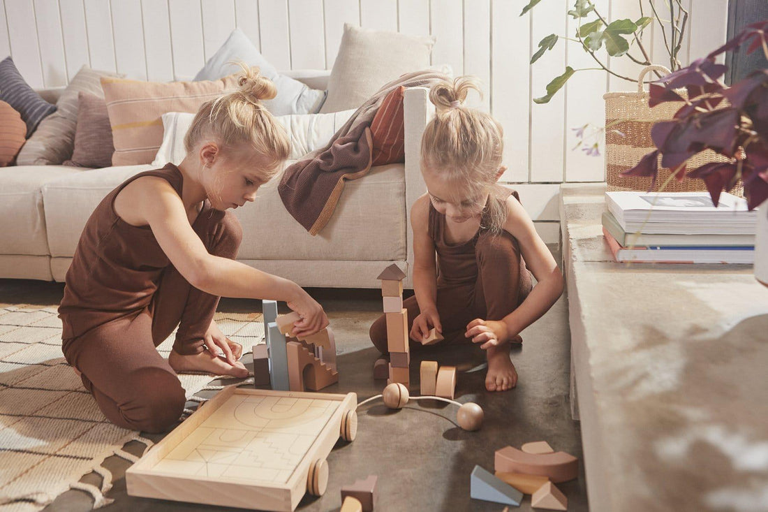 OYOY Mini, Wooden Rainbow Wagon with Blocks - Hello Little Birdie