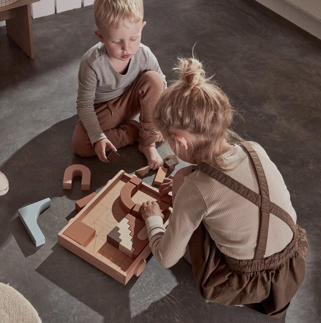 OYOY Mini, Wooden Rainbow Wagon with Blocks - Hello Little Birdie