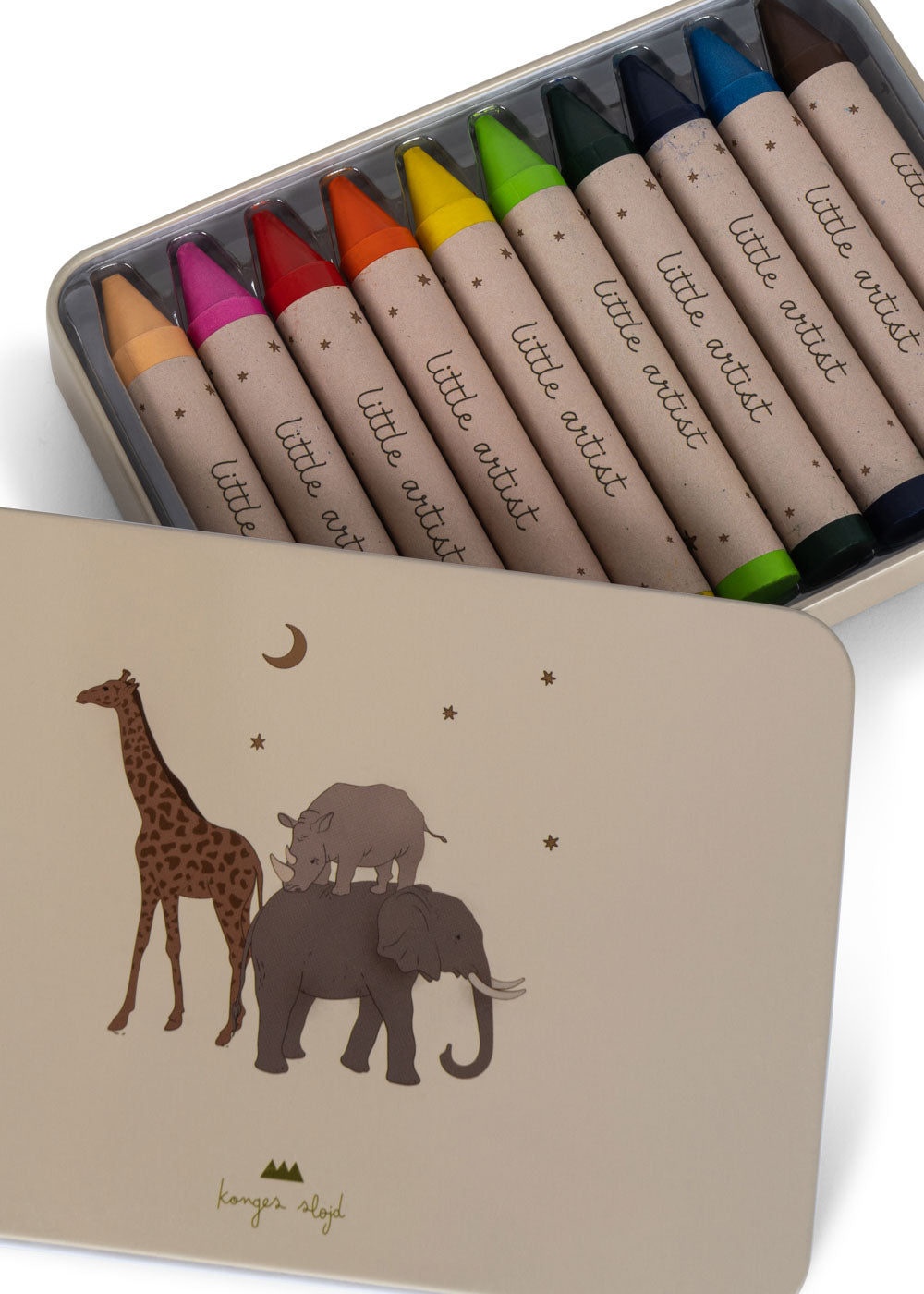 Konges Slojd Bees Wax Crayons in Tin, Safari