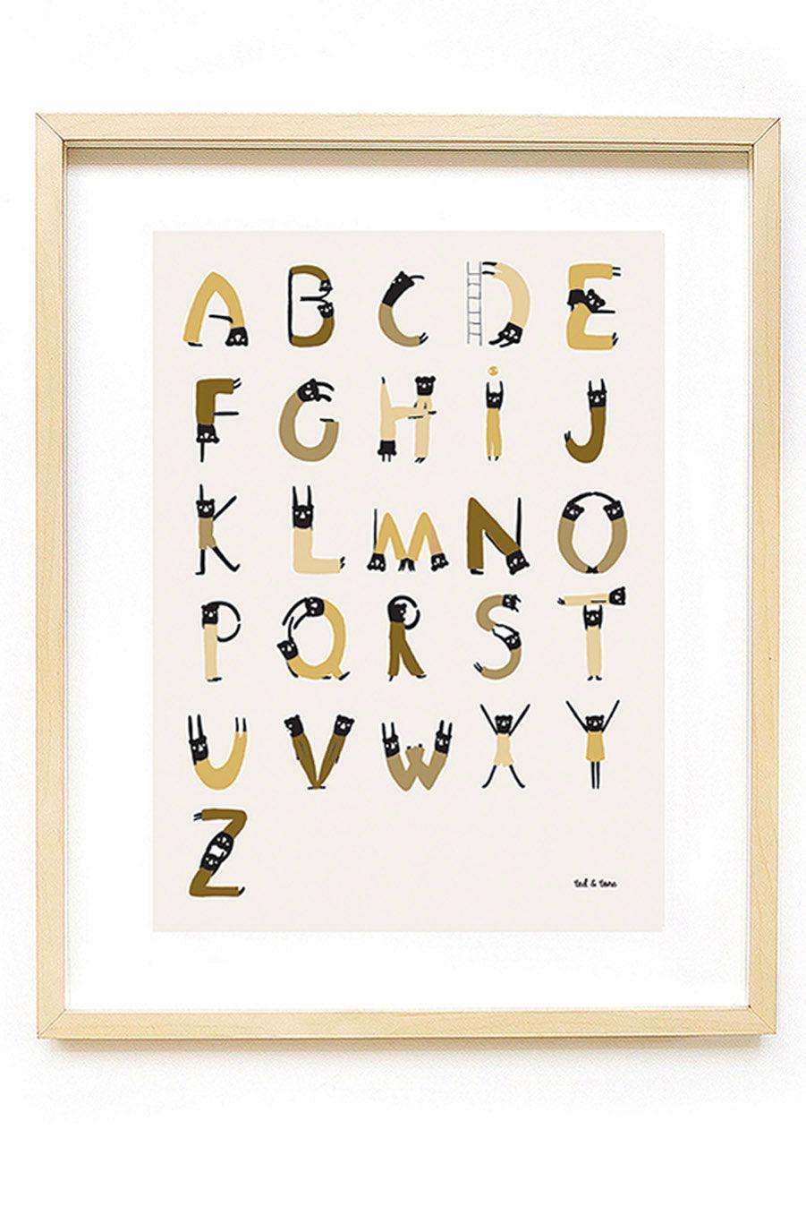 Ted & Tone ABC Acrobats Print, A3 - Hello Little Birdie