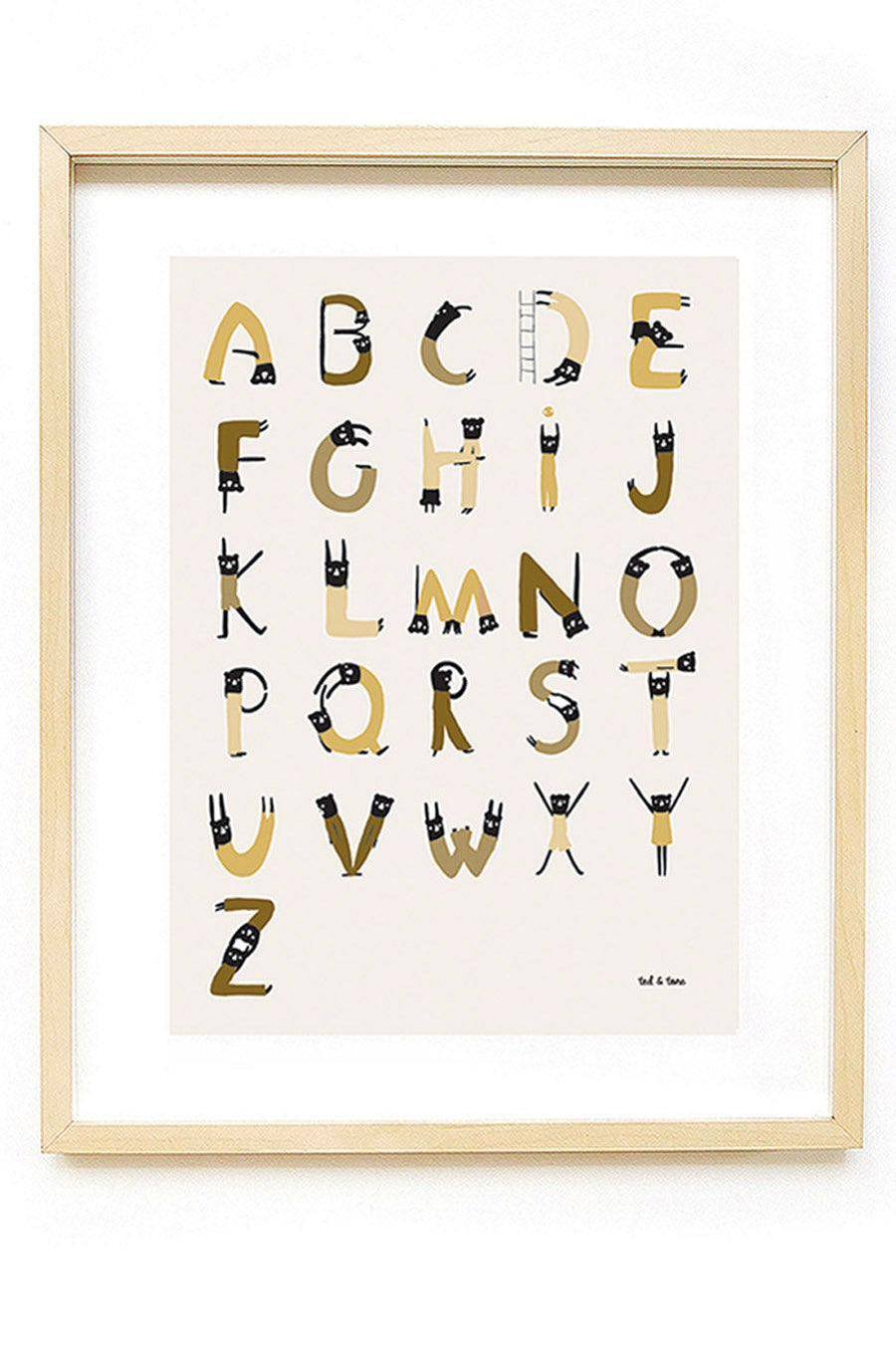 Ted & Tone ABC Acrobats Print, A3 - Hello Little Birdie