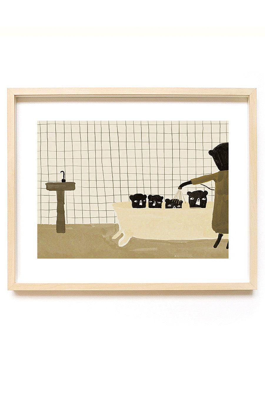 Ted & Tone Bathtime Print, A4 - Hello Little Birdie