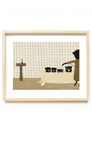 Ted & Tone Bathtime Print, A4 - Hello Little Birdie