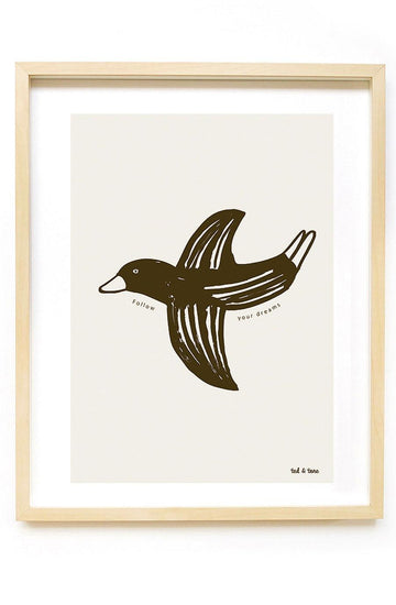 Ted & Tone Follow Your Dreams Print, A3 - Hello Little Birdie
