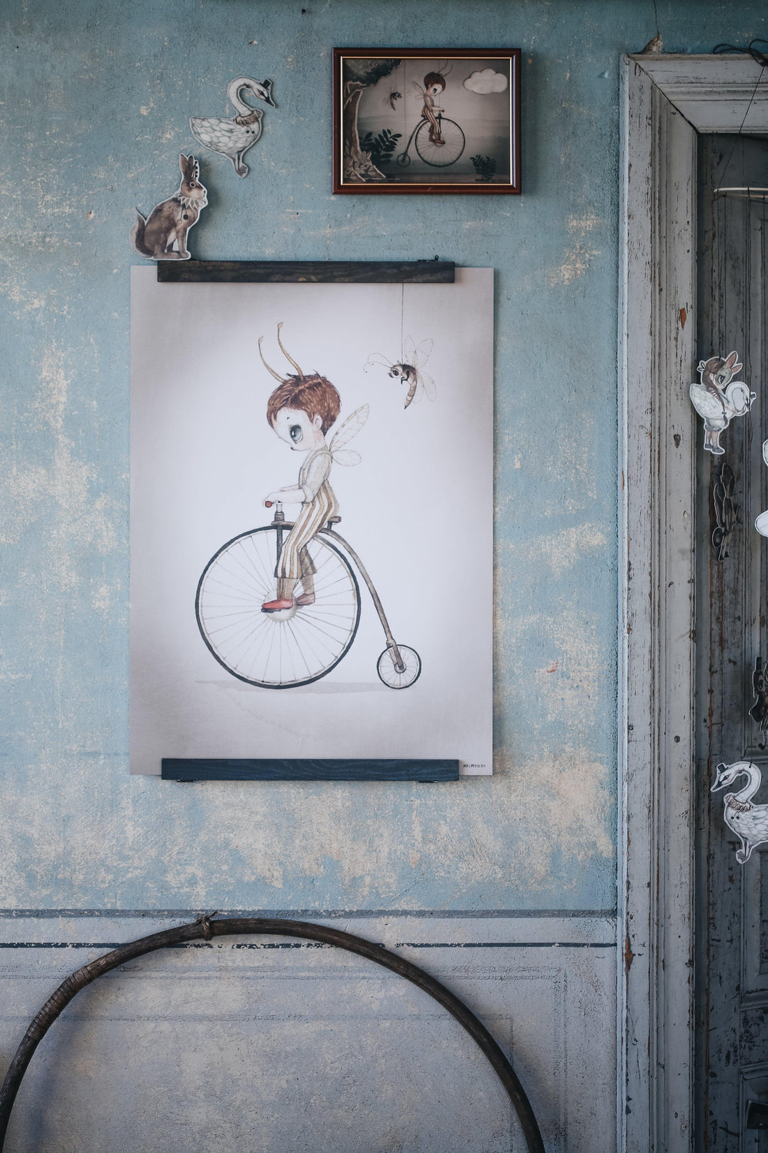 MRS MIGHETTO MR JOHN WATERCOLOUR ART PRINT 50X70CM, TINY THEATER COLLECTION - Hello Little Birdie