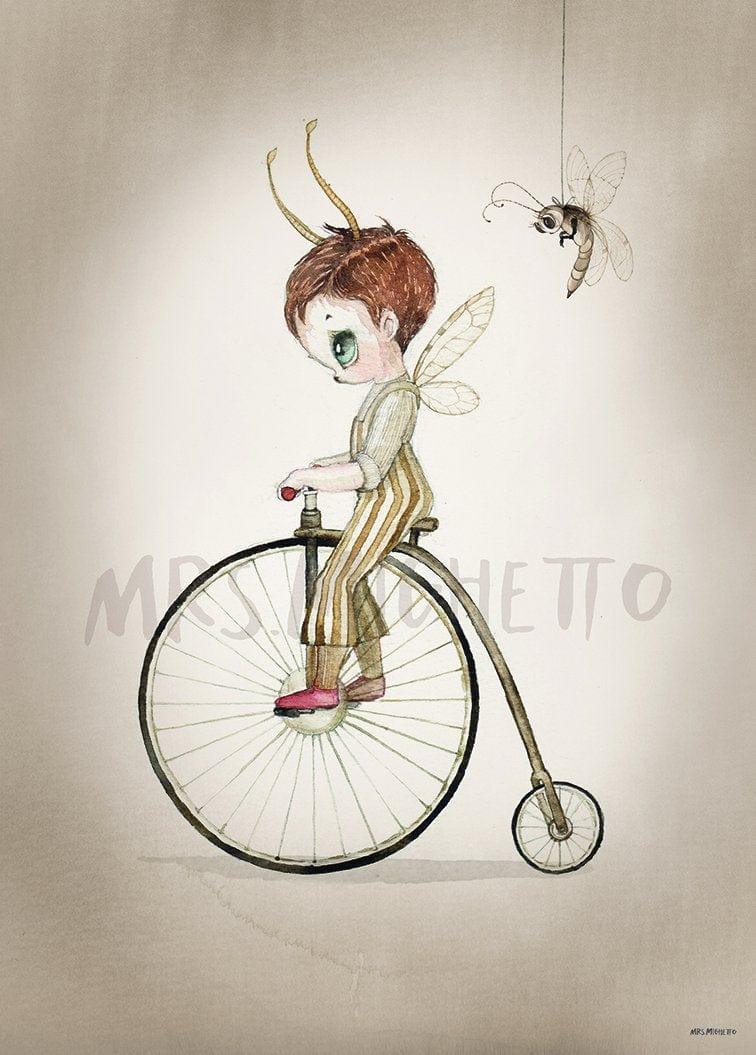 MRS MIGHETTO MR JOHN WATERCOLOUR ART PRINT 50X70CM, TINY THEATER COLLECTION - Hello Little Birdie