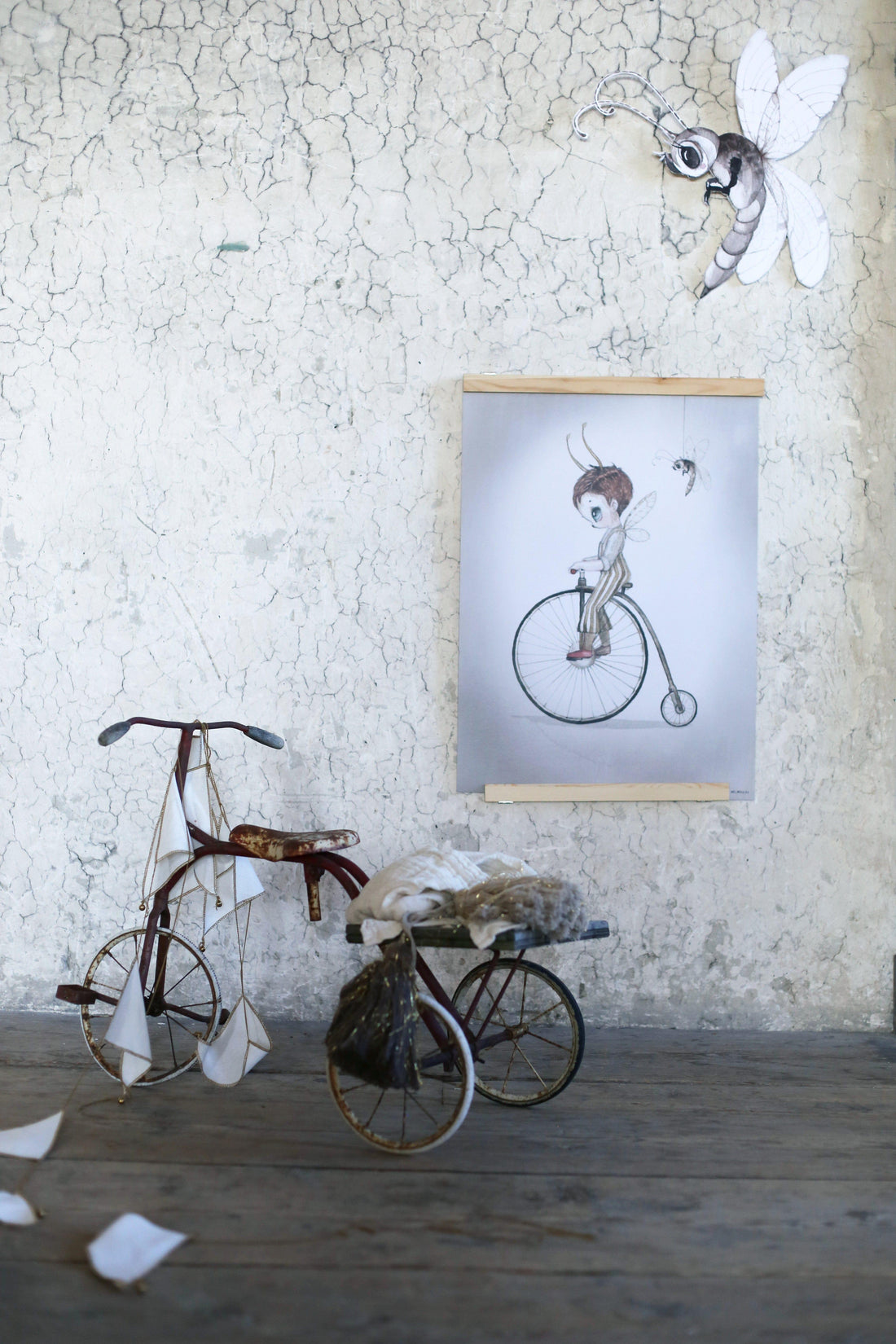 MRS MIGHETTO MR JOHN WATERCOLOUR ART PRINT 50X70CM, TINY THEATER COLLECTION - Hello Little Birdie