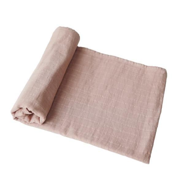 Mushie Muslin Swaddle Blanket Organic Cotton, Blush - Hello Little Birdie