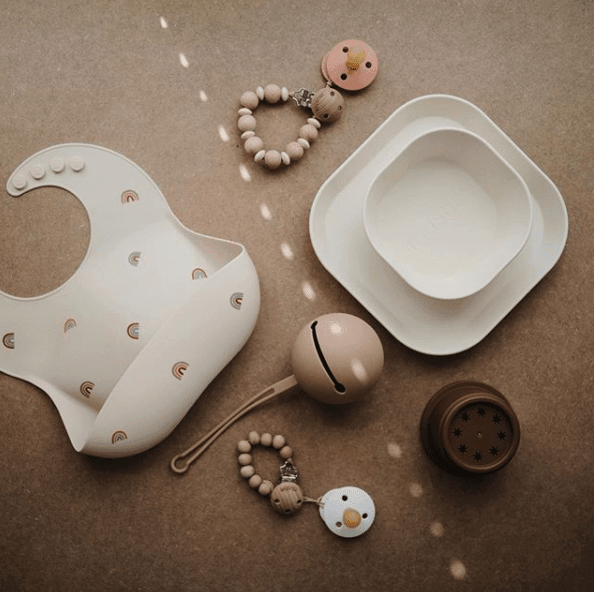 Mushie Silicone Baby Bib, Rainbow - Hello Little Birdie